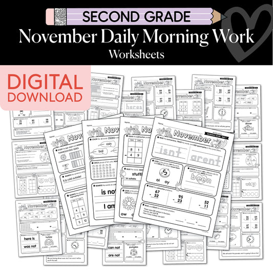 Printable Second Grade November Daily Morning Work