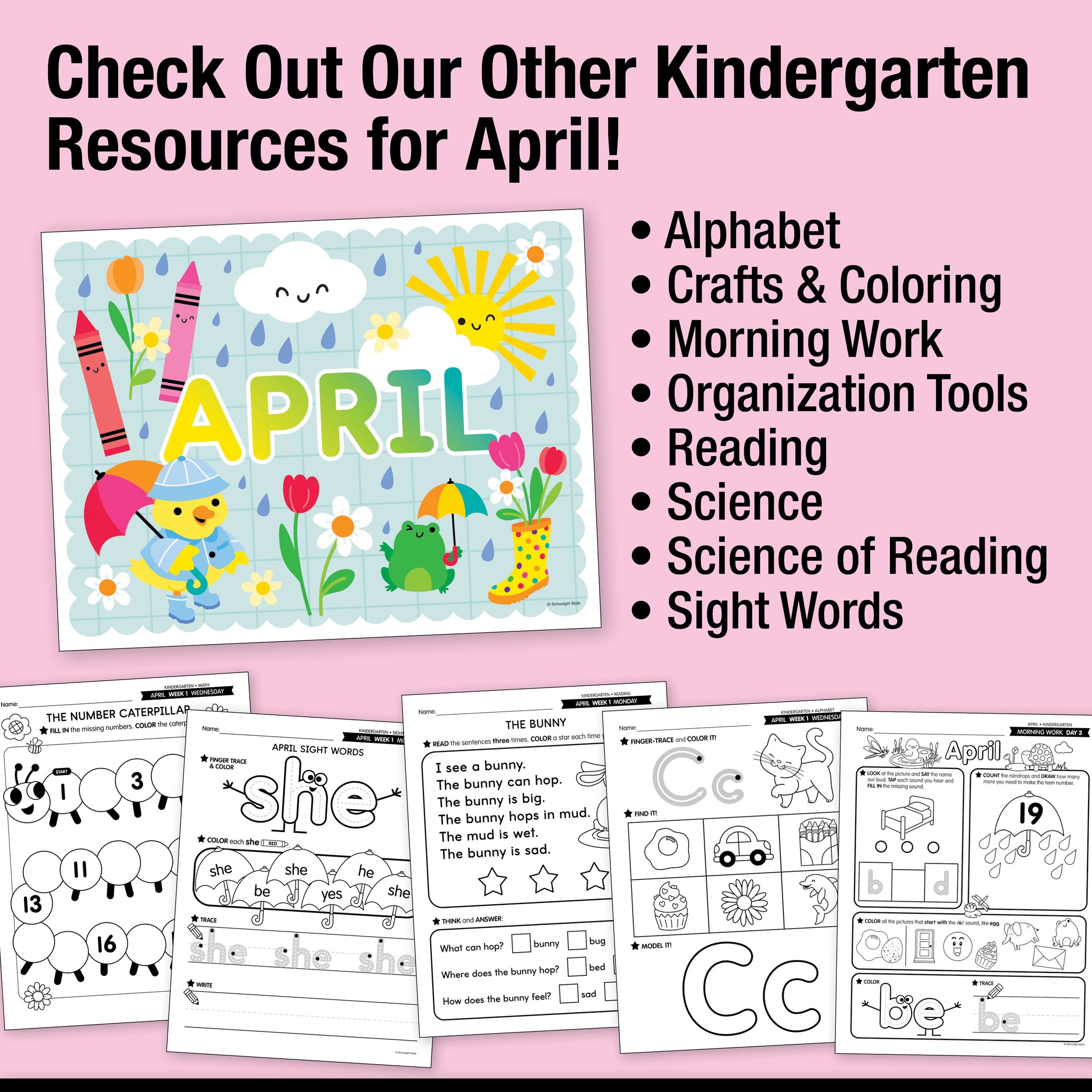 Printable Kindergarten April Daily Math
