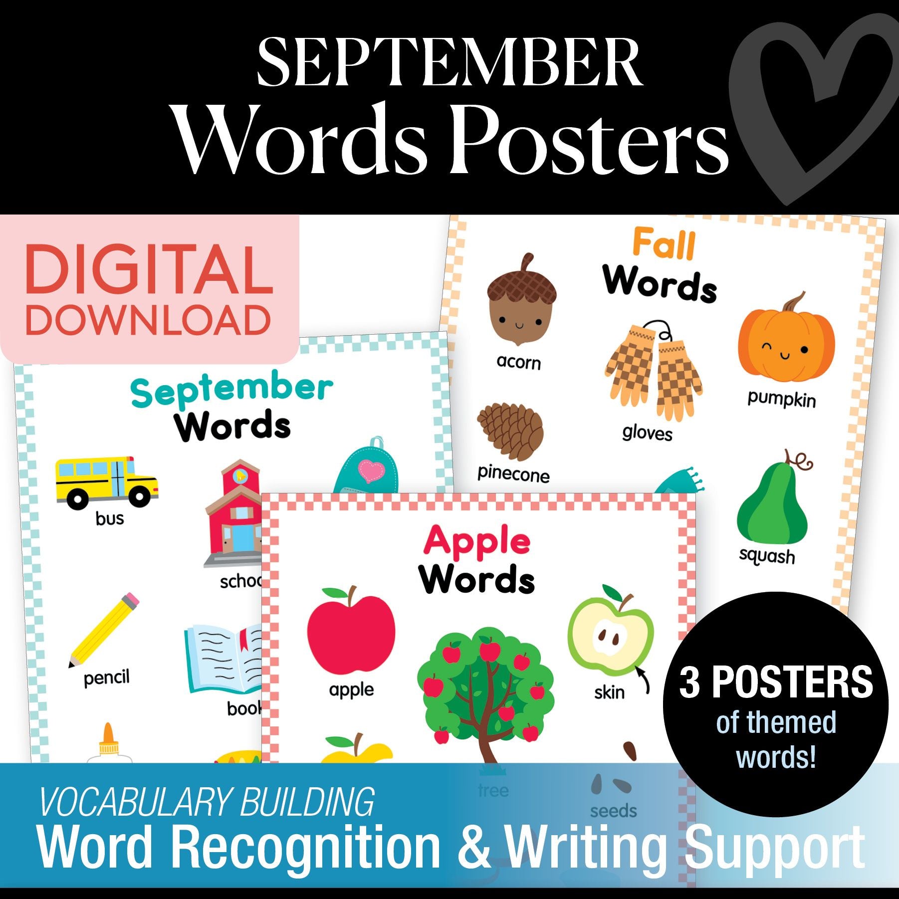 Printable September Words Poster