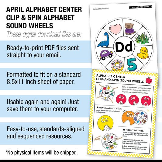 Printable Preschool April Alphabet Center