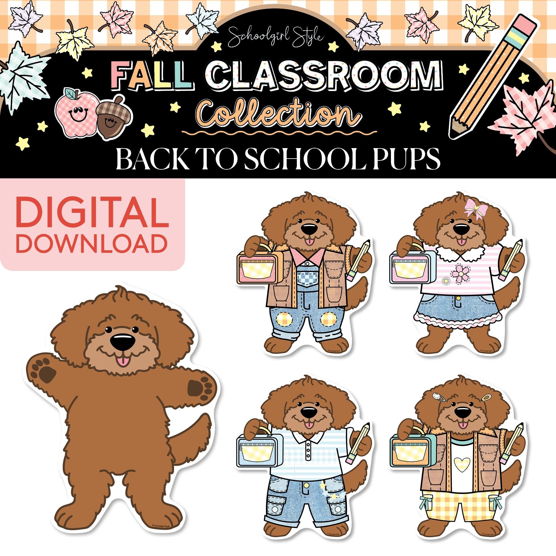 Printable Pastel Fall Back to School Pups