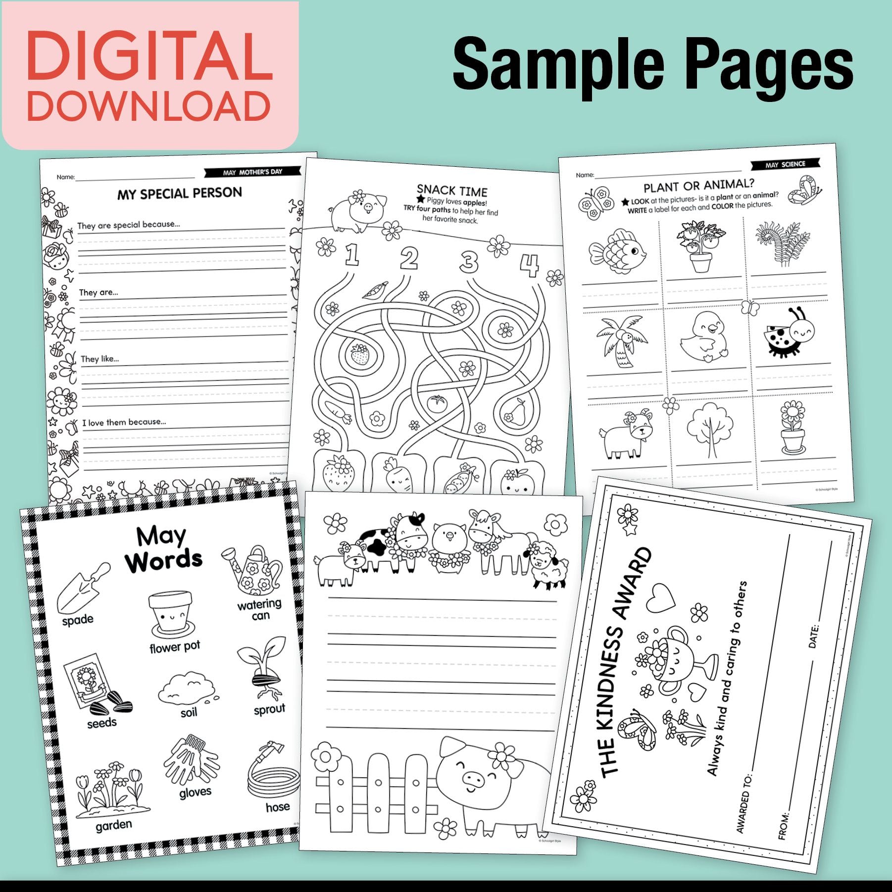 Printable First Grade May Thematic Unit Bundle