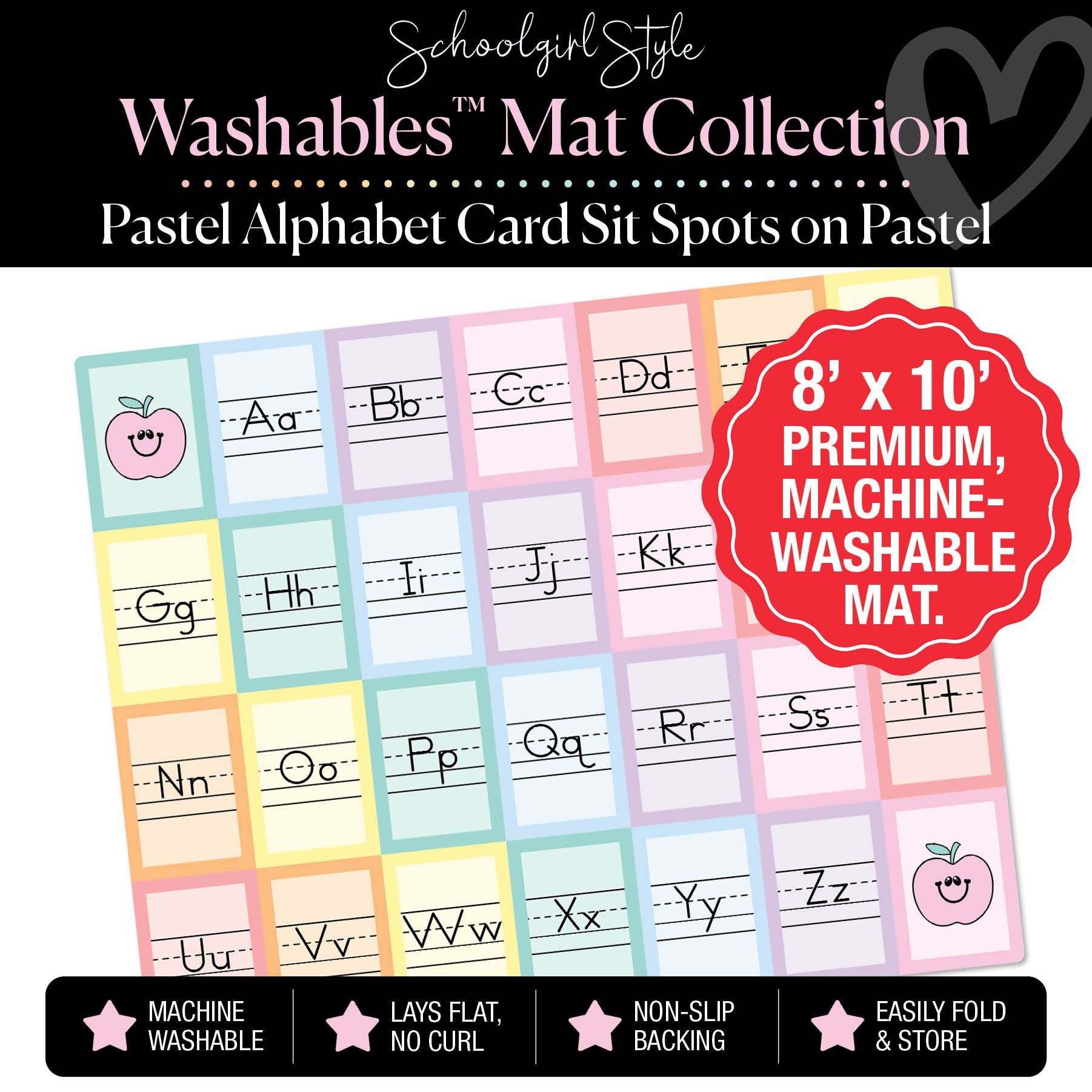 Pastel Alphabet Card Sit Spots on Pastel Classroom Mat by Schoolgirl Style