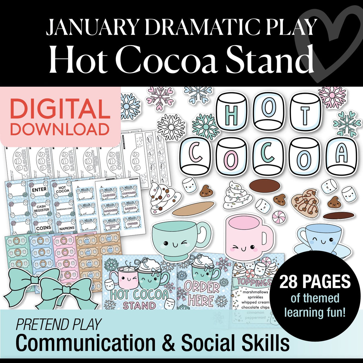 Printable January Dramatic Play Hot Cocoa Stand