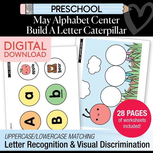 Printable Preschool May Alphabet Center Build a Letter Caterpillar