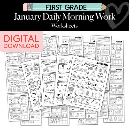 Printable First Grade January Daily Morning Work