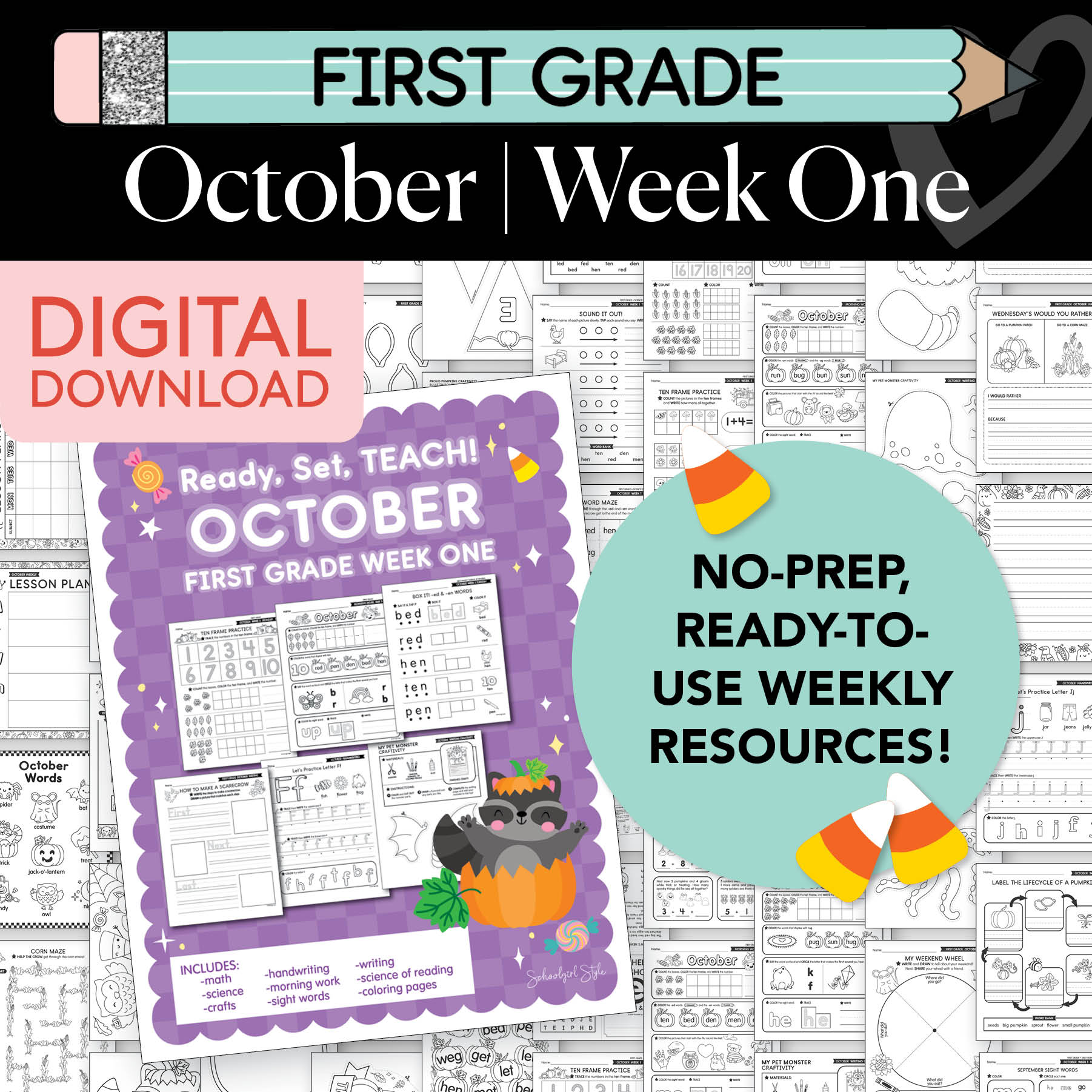 Printable First Grade October Week 1 Resources