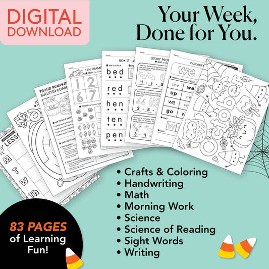 Printable First Grade October Week 1 Resources