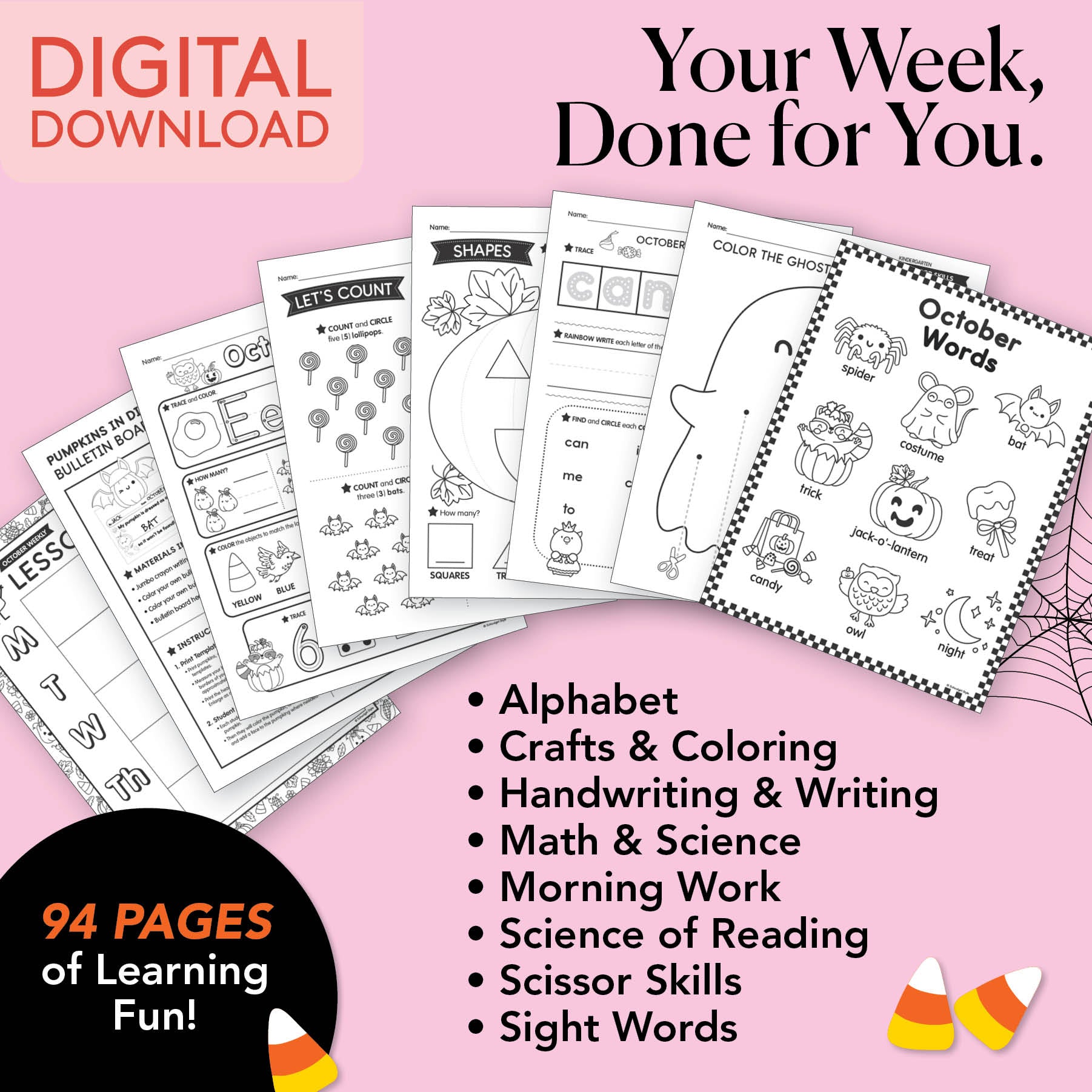 Printable Kindergarten October Week 1 Resources