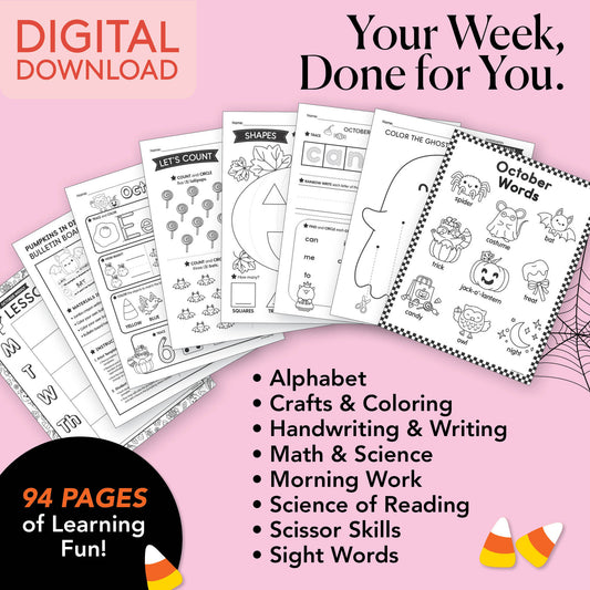 Printable Kindergarten October Week 1 Resources