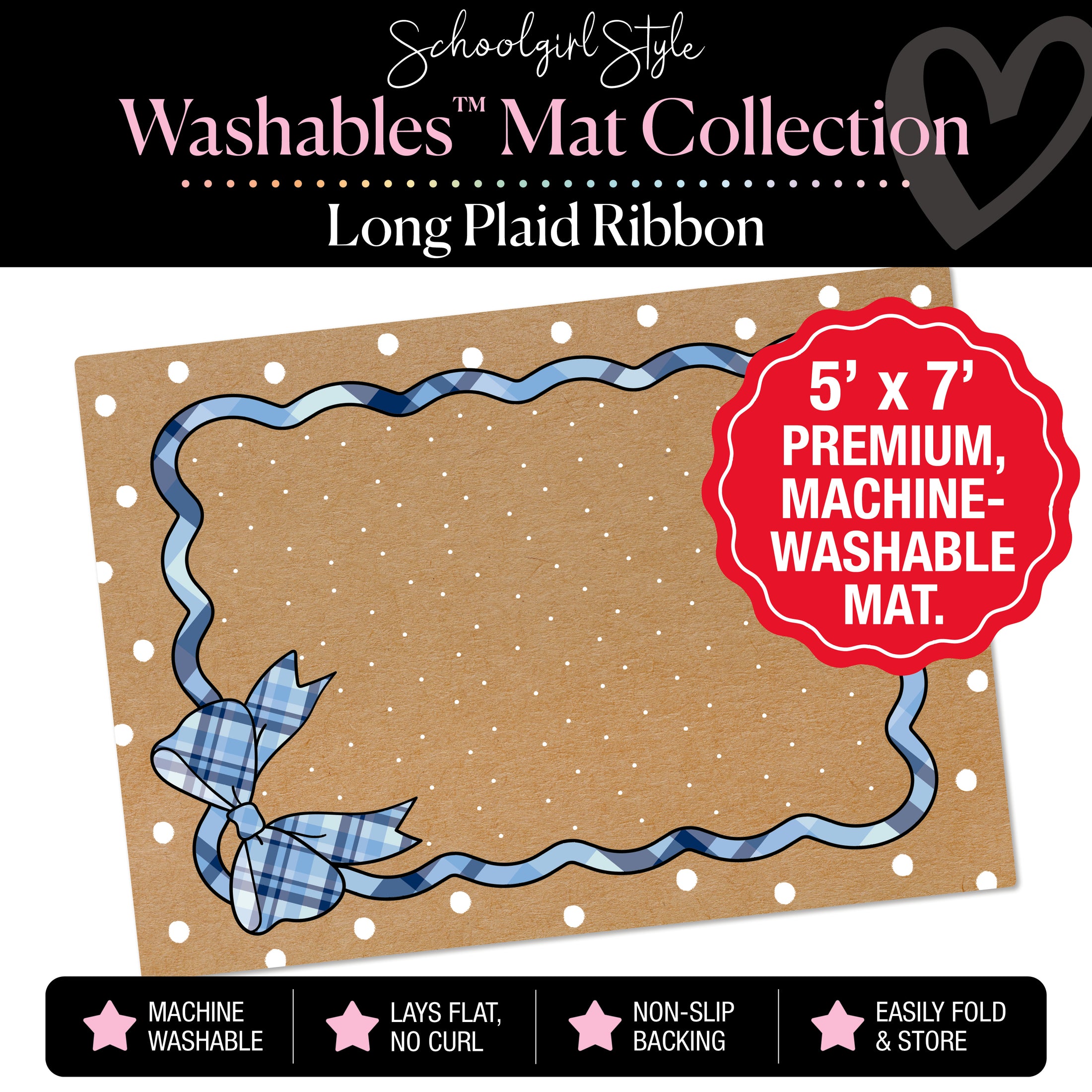 Long Plaid Ribbon on Banner Backdrop Classroom Mat by Schoolgirl Style