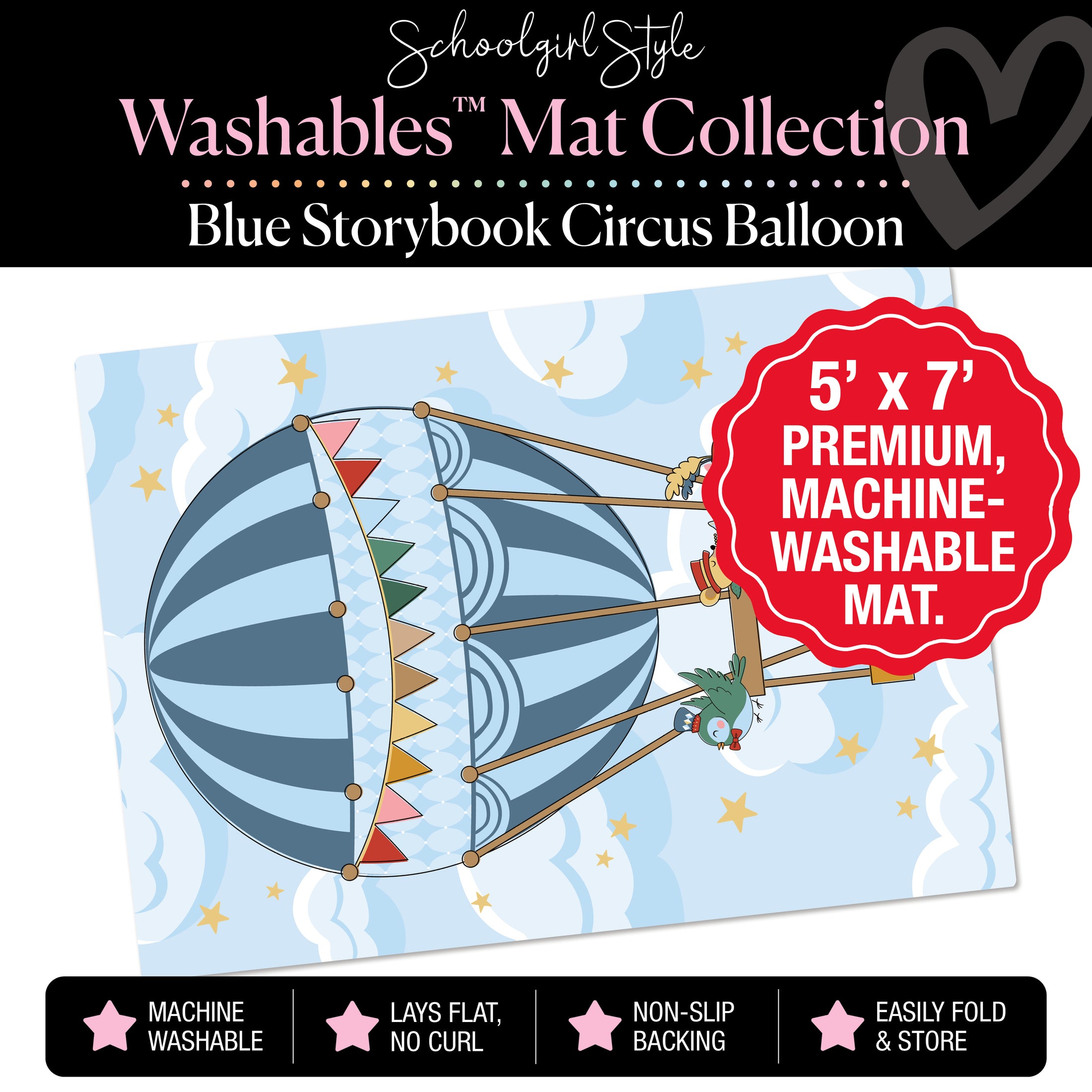 Storybook Circus Red Hot Air Balloon Classroom Mat by Schoolgirl Style