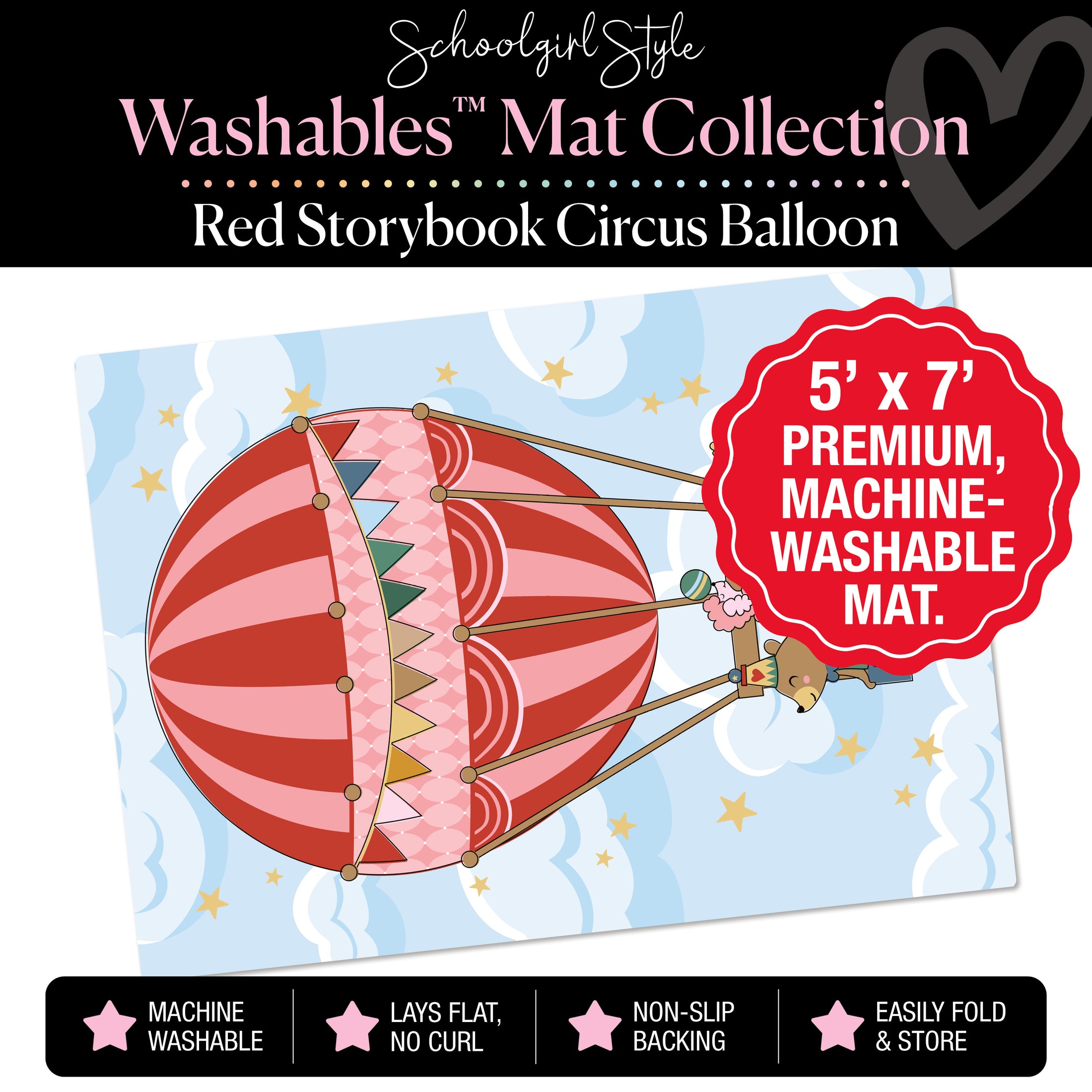 Storybook Circus Blue Hot Air Balloon Classroom Mat by Schoolgirl Style