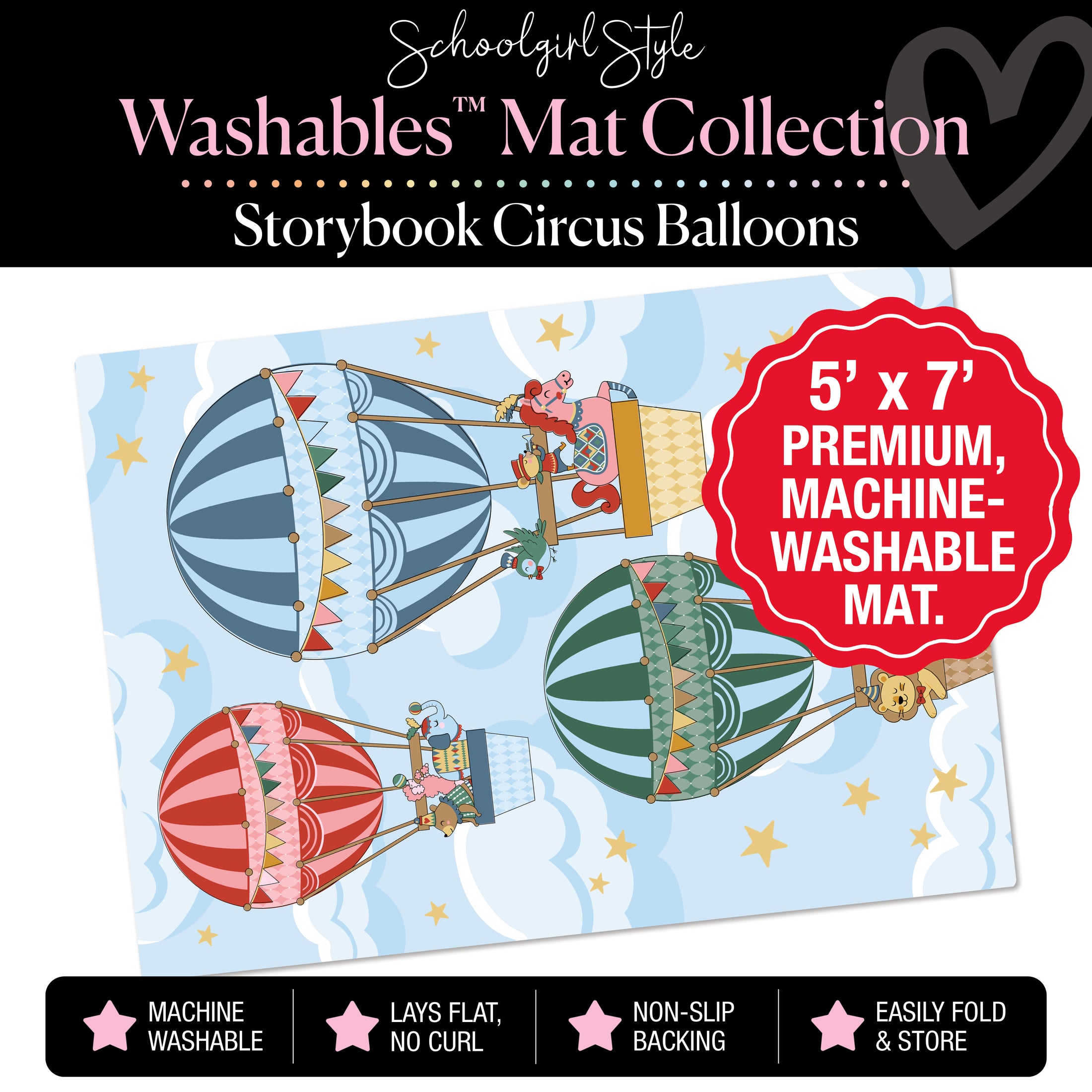 Storybook Circus Hot Air Balloons Classroom Mat by Schoolgirl Style