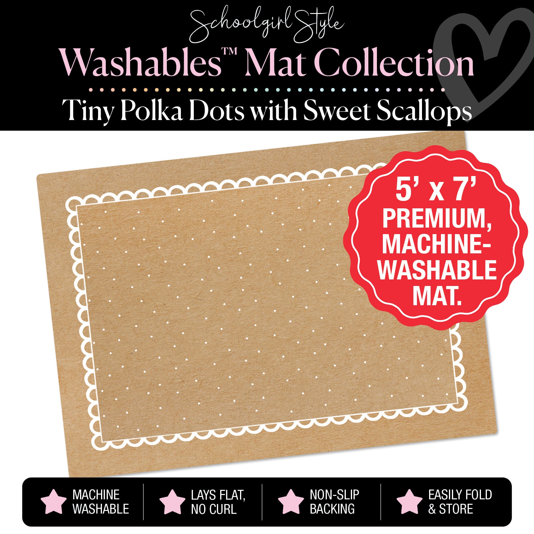 Tiny Polka Dots on Banner Backdrop Classroom Mat by Schoolgirl Style