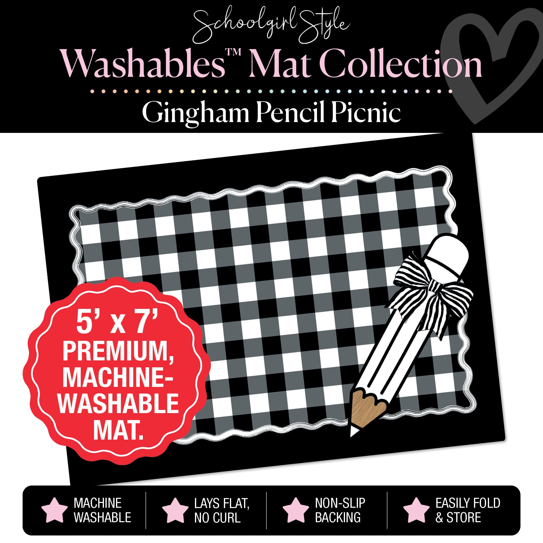 Gingham Pencil Picnic Classroom Mat by Schoolgirl Style