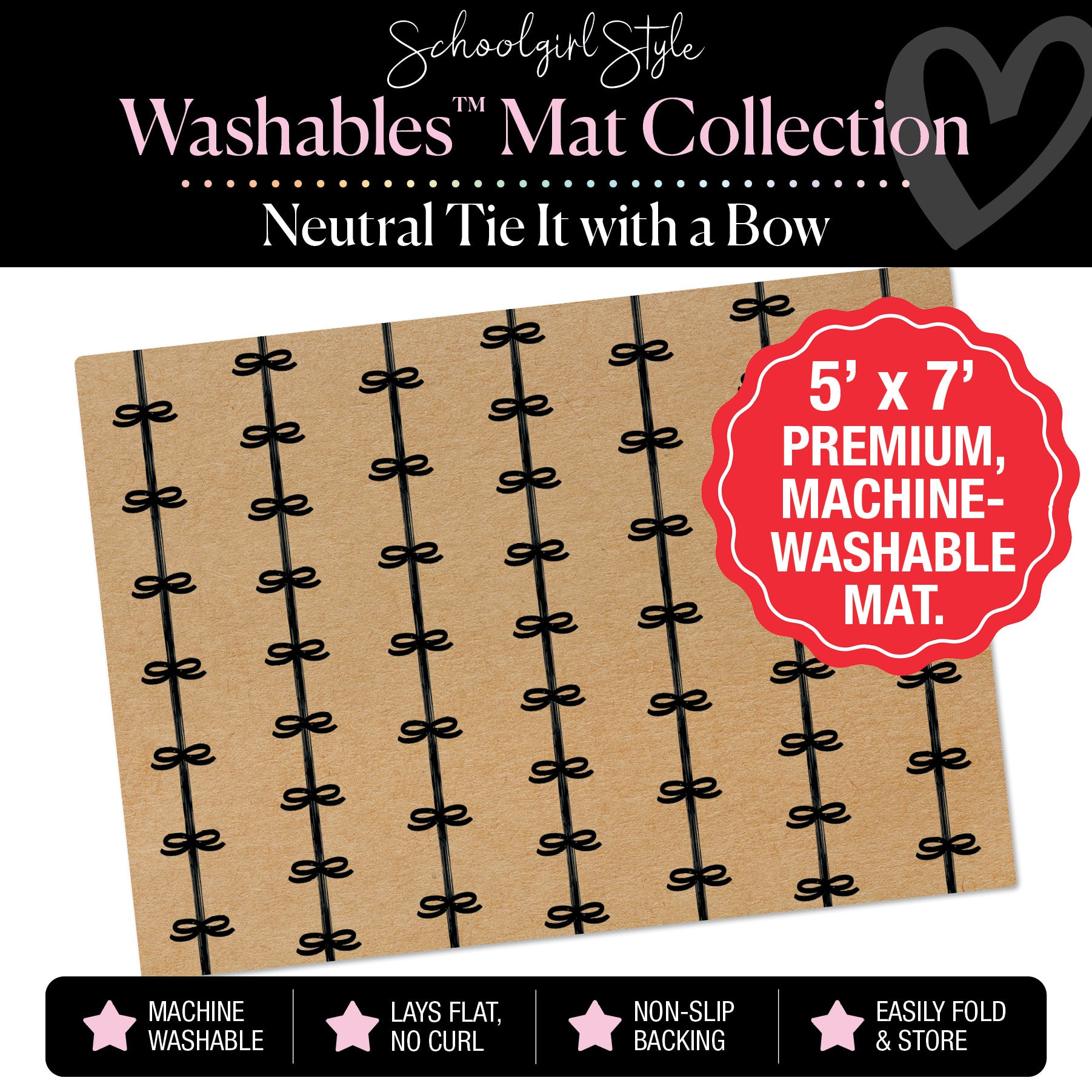 Vertical Bow Lines on Banner Backdrop Classroom Mat by Schoolgirl Style