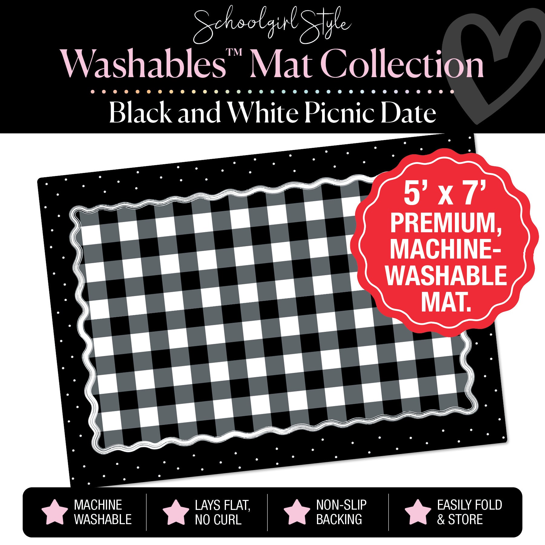 Black and White Picnic Date Classroom Mat by Schoolgirl Style