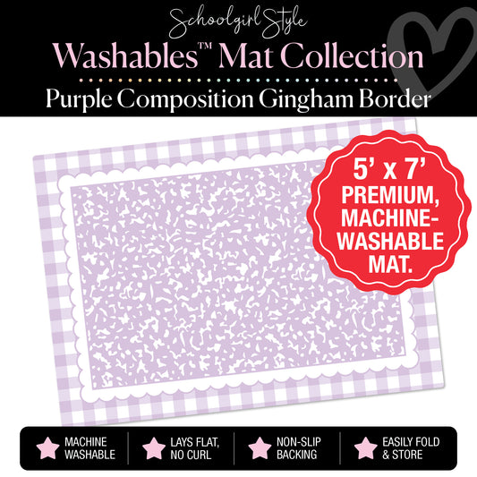 Purple Composition with Gingham Border Classroom Mat by Schoolgirl Style