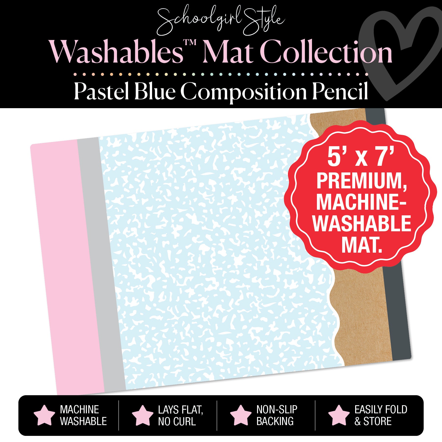 Pastel Blue Composition Pencil Classroom Mat by Schoolgirl Style