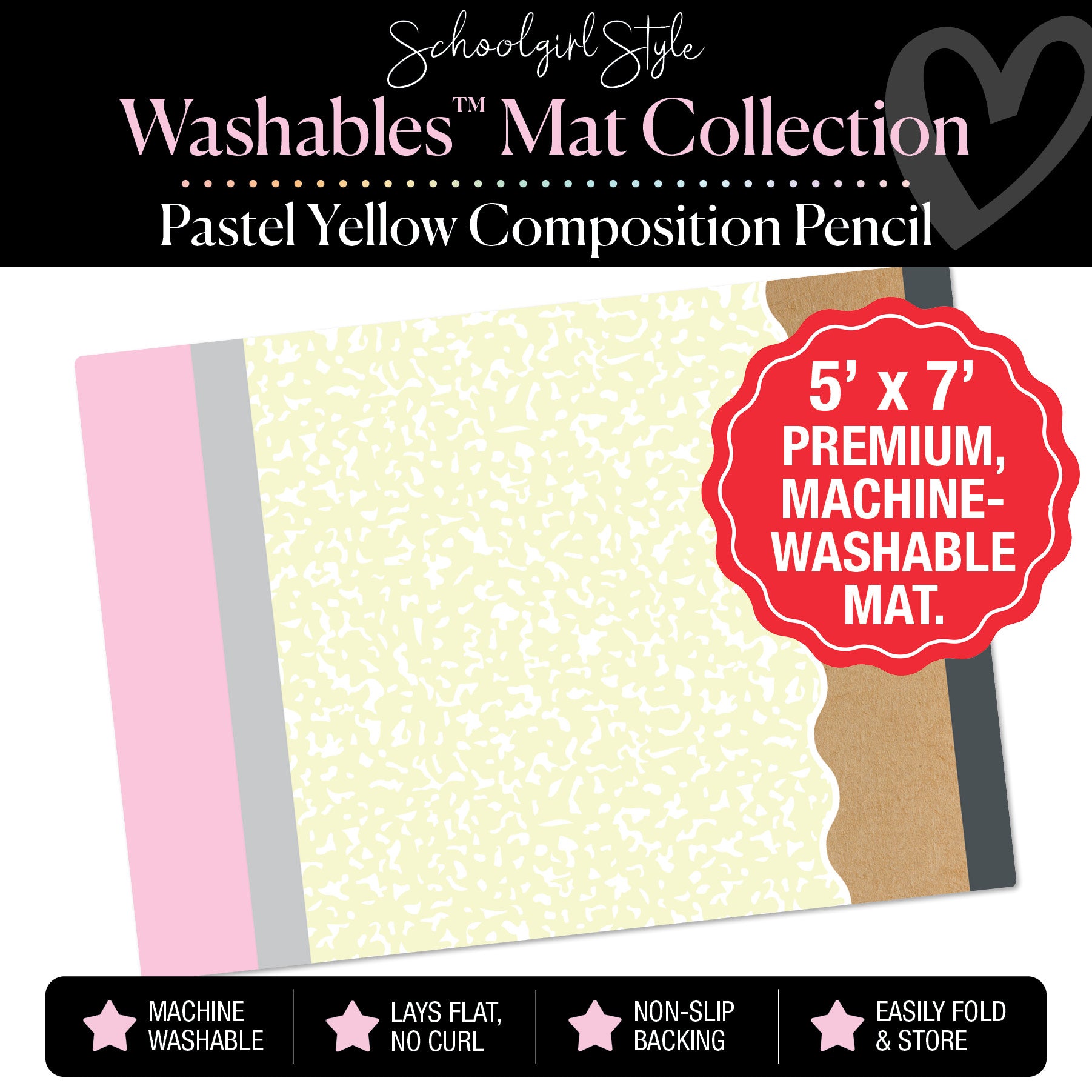 Pastel Yellow Composition Pencil Classroom Mat by Schoolgirl Style