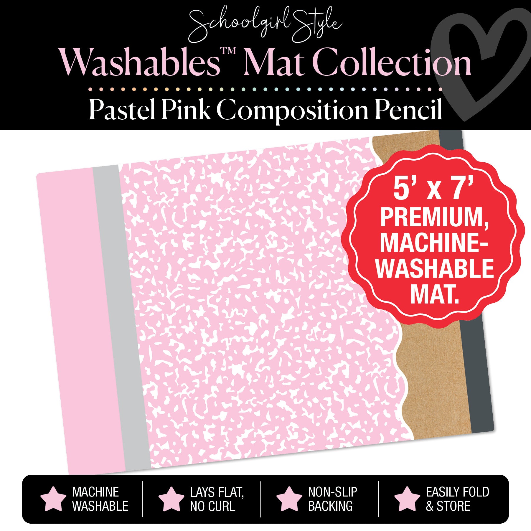 Pastel Pink Composition Pencil Classroom Mat by Schoolgirl Style