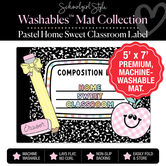 Pastel Home Sweet Classroom Composition Notebook Label Classroom Mat by Schoolgirl Style