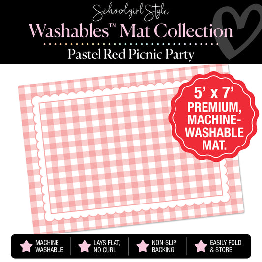 Pastel Red Picnic Party with Scallop Border Classroom Mat by Schoolgirl Style
