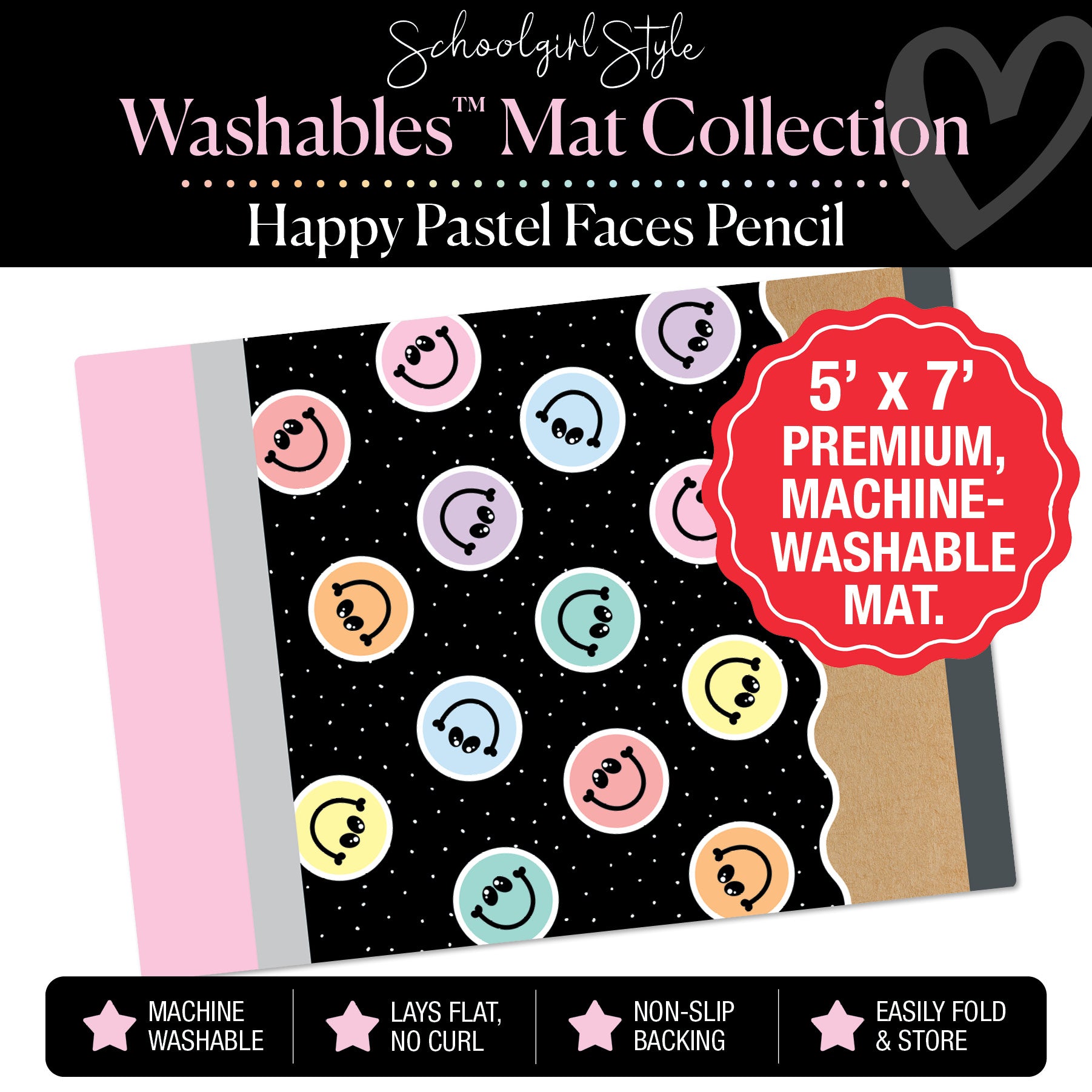 Happy Faces Pencil Classroom Mat by Schoolgirl Style