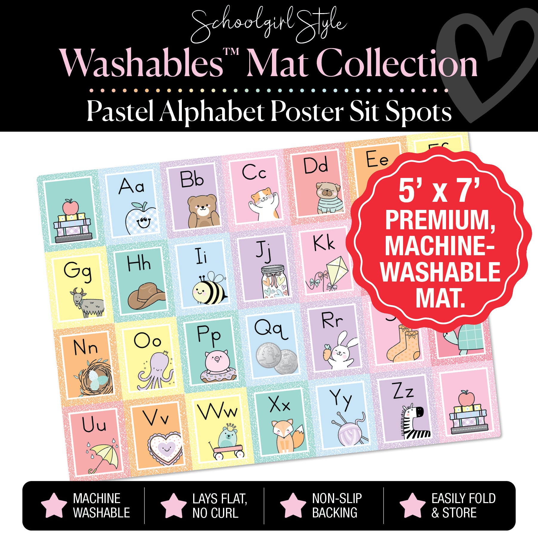 Pastel Square Alphabet Poster Sit Spot Classroom Mat by Schoolgirl Style