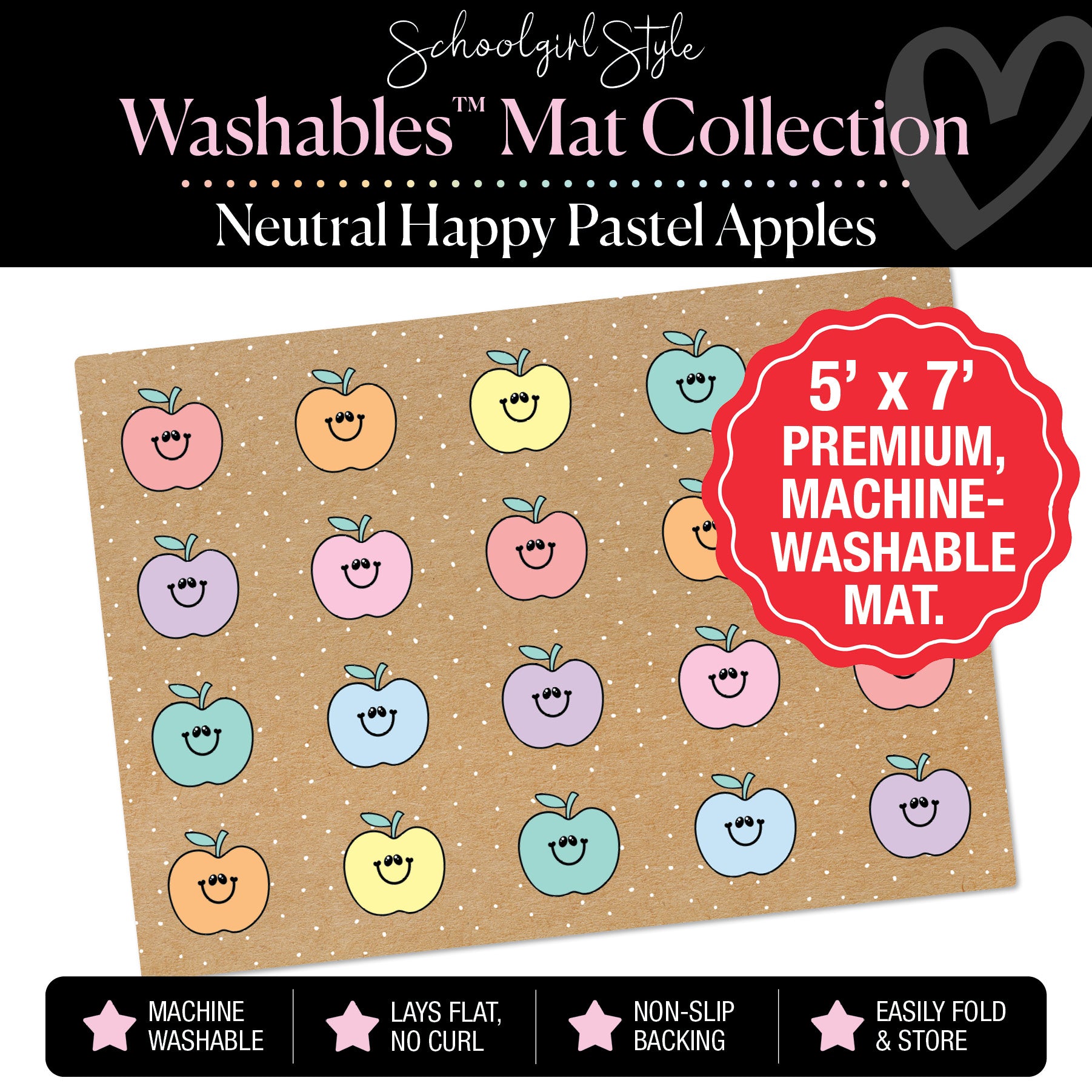 Pastel Apple Sit Spot on Banner Background Classroom Mat by Schoolgirl Style