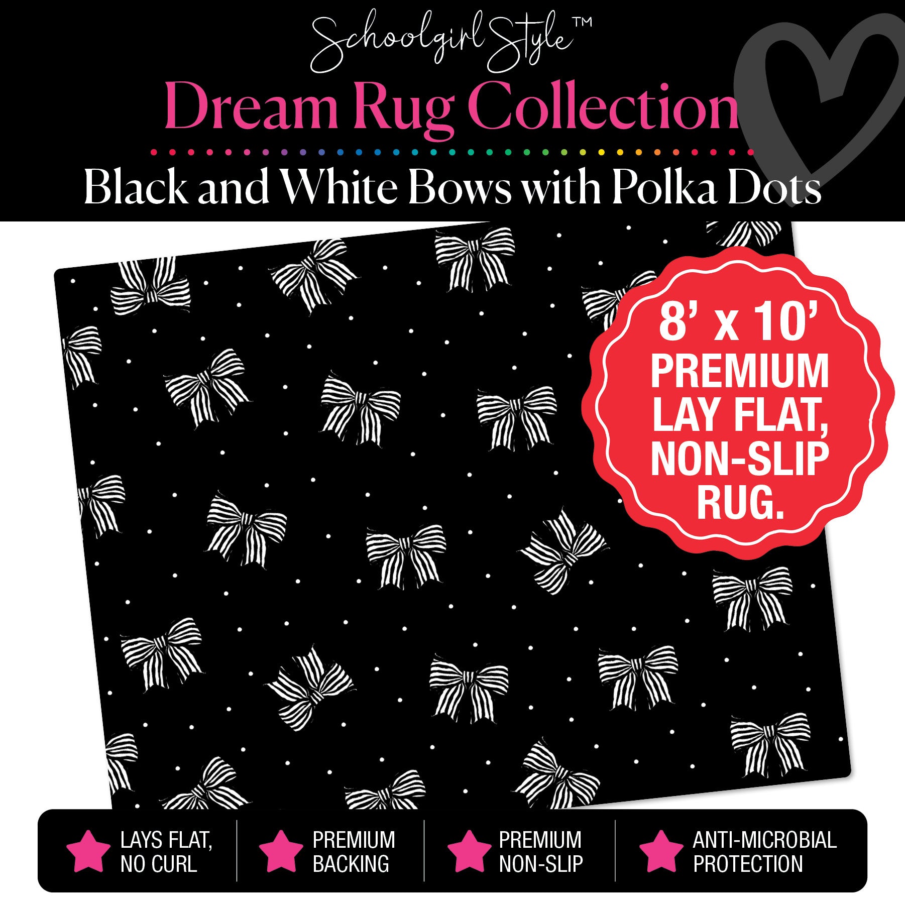 Tiny Dots and Bows Classroom Rug by Schoolgirl Style