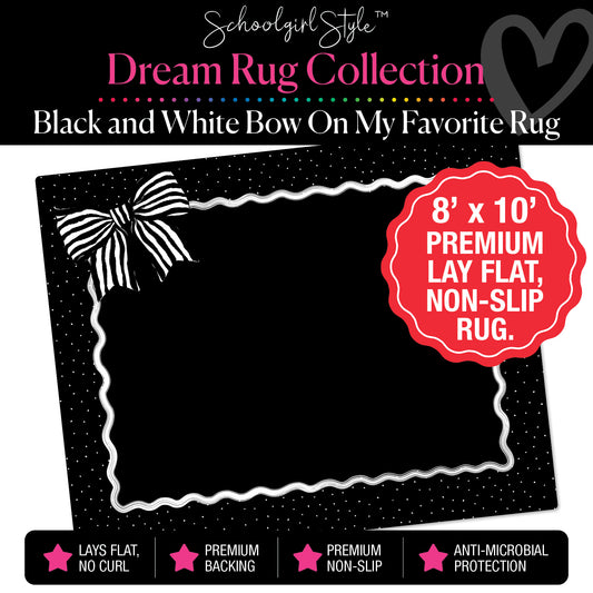 Black and White Bow Scallop Classroom Rug by Schoolgirl Style