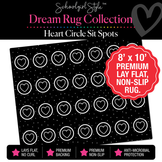 Black and White Circle Happy Faces Sit Spot Classroom Rug by Schoolgirl Style