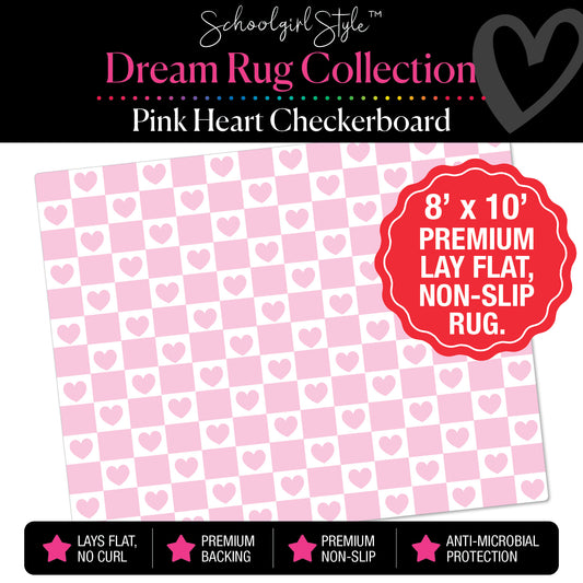 Pink Heart Checkerboard Classroom Rug by Schoolgirl Style
