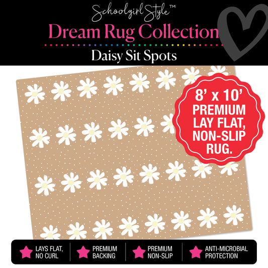 Daisy Sit Spots on Banner Backdrop Classroom Rug by Schoolgirl Style