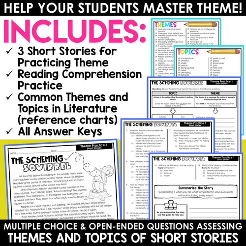 Teaching Theme with Short Stories Finding Theme Worksheets Identifying Theme