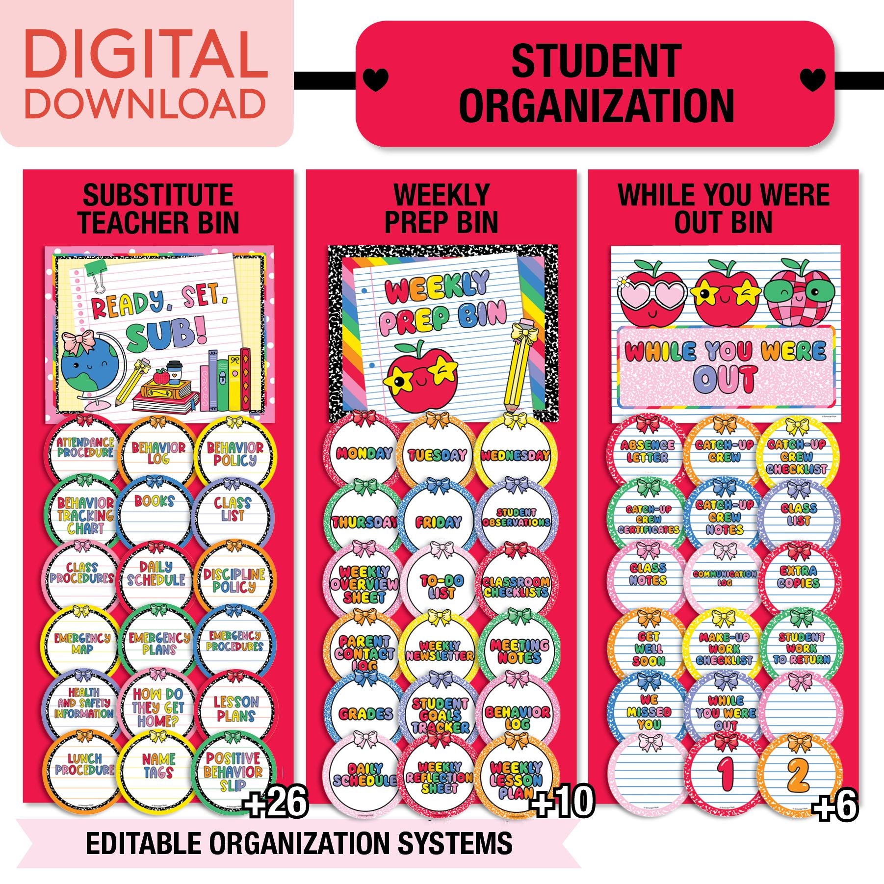 Printable Ultimate Rainbow Classroom Management and Organization Bundle