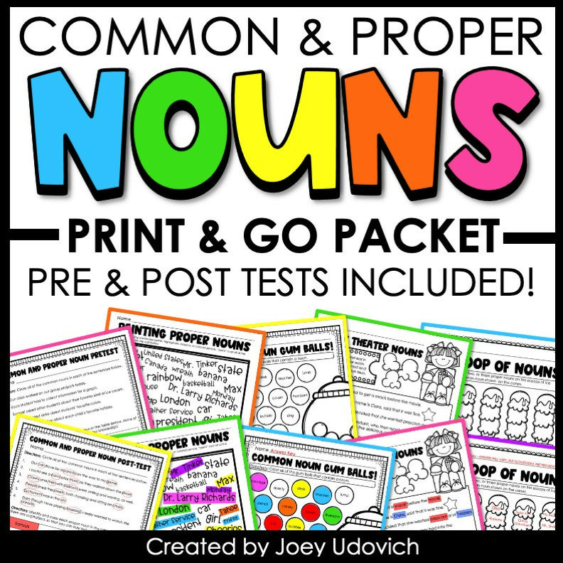 Common and Proper Nouns | Worksheets | Assessments | Joey Udovich