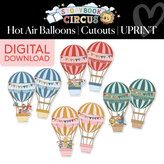 Printable Vintage Hot Air Balloons Cutouts | Storybook Circus