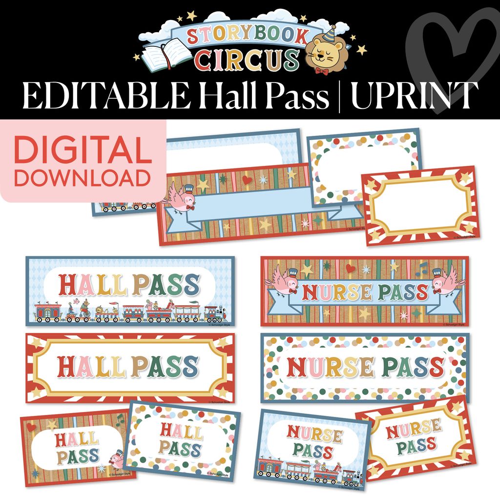 Printable Vintage Editable Hall Pass | Storybook Circus