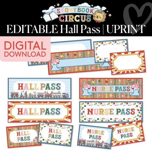 Printable Vintage Editable Hall Pass | Storybook Circus