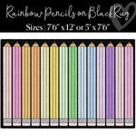 Rainbow Pencils on Black | Classroom Rugs | Schoolgirl Style