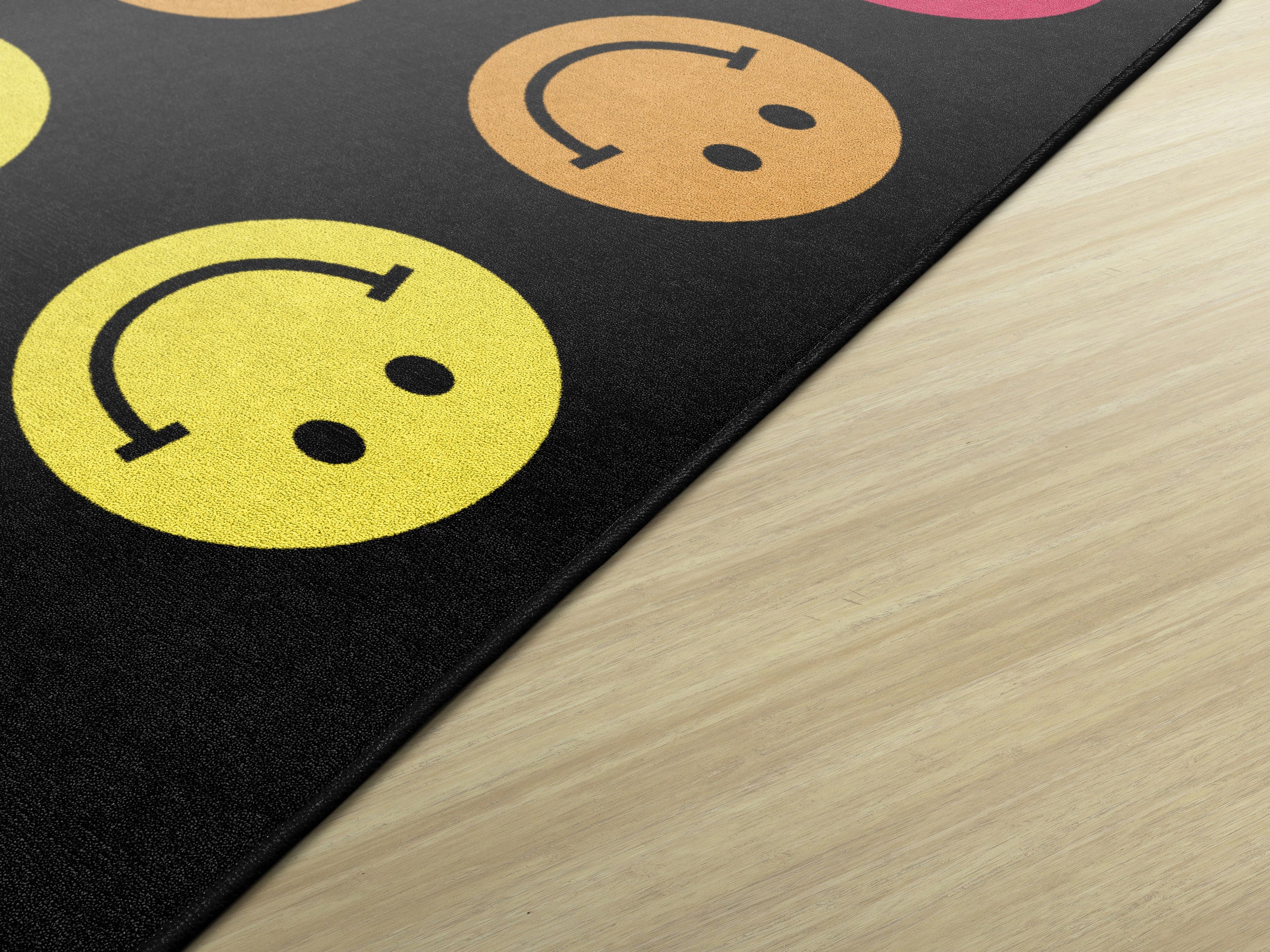 Rainbow Smileys in Black | Sit Spot Rug | Seating Rug | Rainbow Classr ...