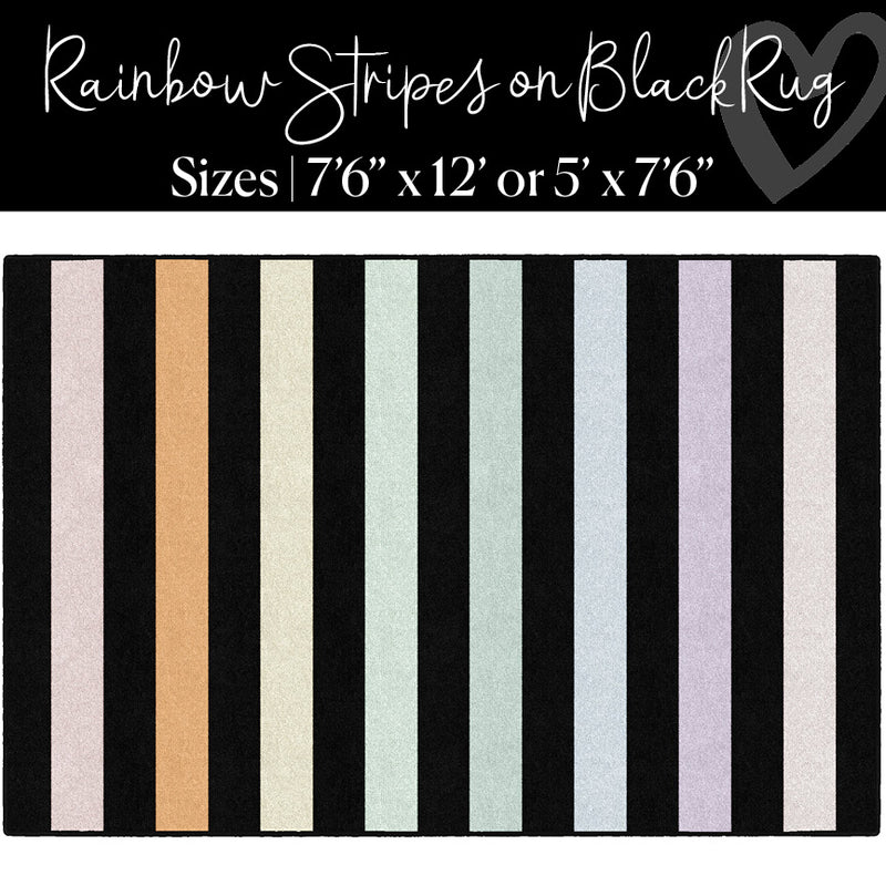 Rainbow Stripes on Black | Classroom Rugs | Schoolgirl Style