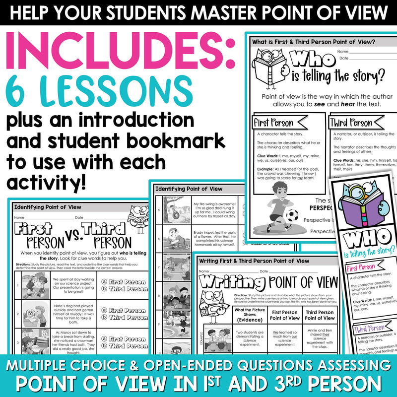 Point of View Worksheets Graphic Organizers First & Third Person Point of View