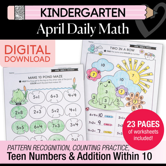 Printable Kindergarten April Daily Math