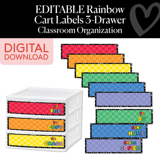 Printable Rainbow Three-Drawer Organizer Labels