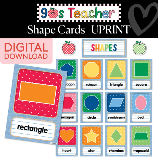 Printable Retro Shape Cards | 90s Teacher