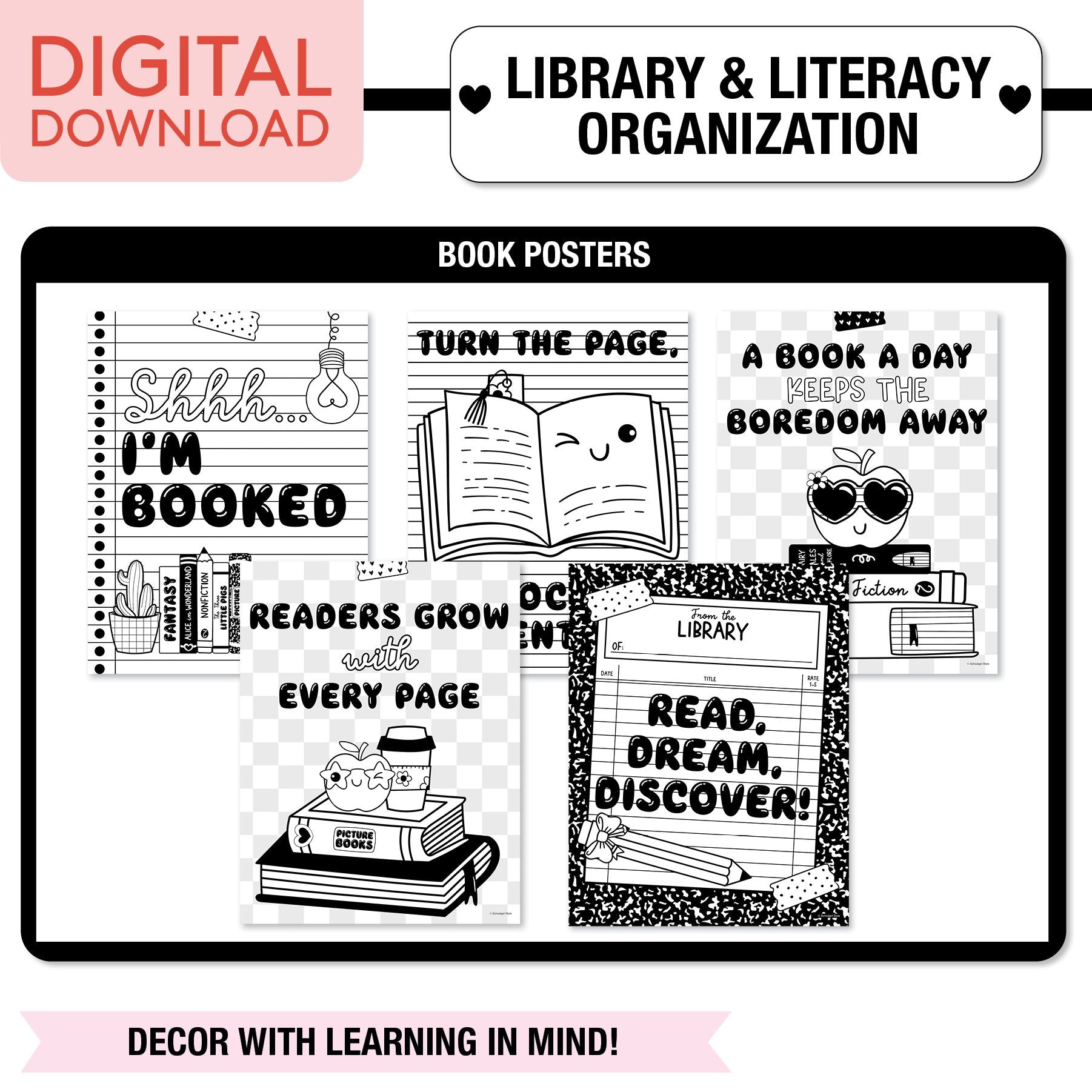Printable Ultimate Black and White Classroom Management and Organization Bundle